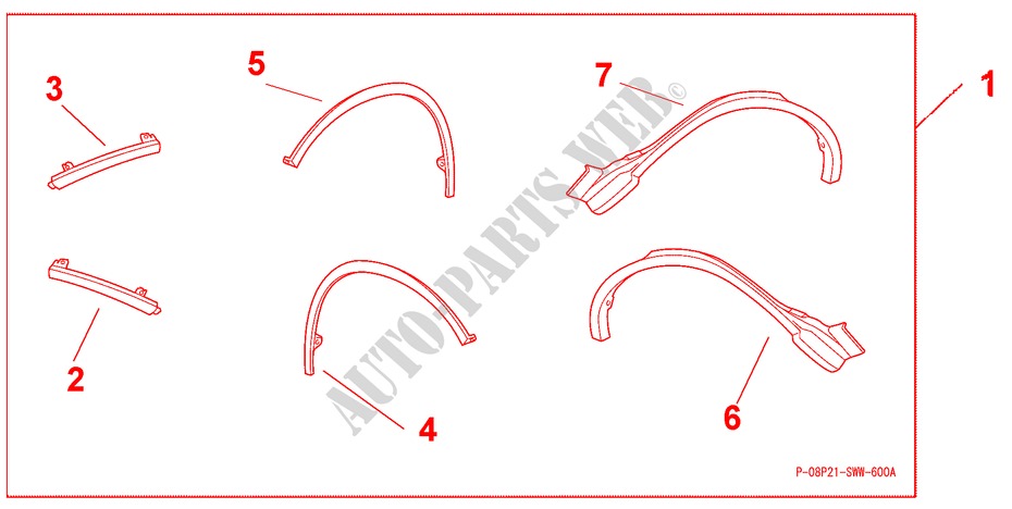 WHEEL ARCH MOULDING for Honda CR-V ES 5 Doors 5 speed automatic 2010