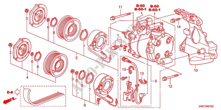 AIR CONDITIONER(COMPRESSO R)(2.0L) for Honda CR-V COMFORT 5 Doors 6 speed manual 2011