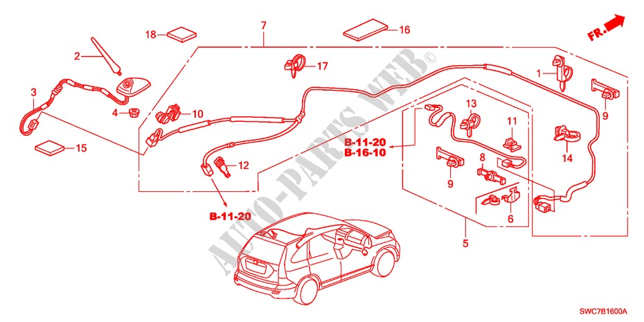 ANTENNA(LH) for Honda CR-V EXECUTIVE 5 Doors 6 speed manual 2011