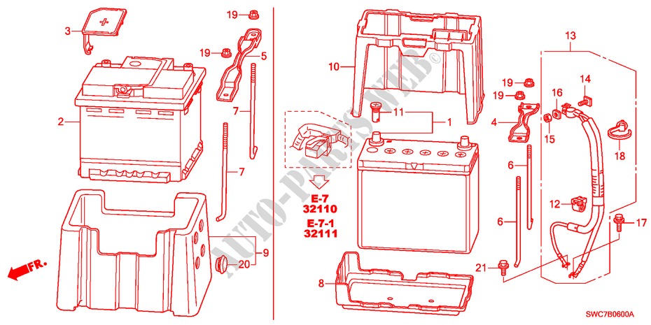 BATTERY(2.0L)(2.4L) for Honda CR-V EXECUTIVE 5 Doors 6 speed manual 2011