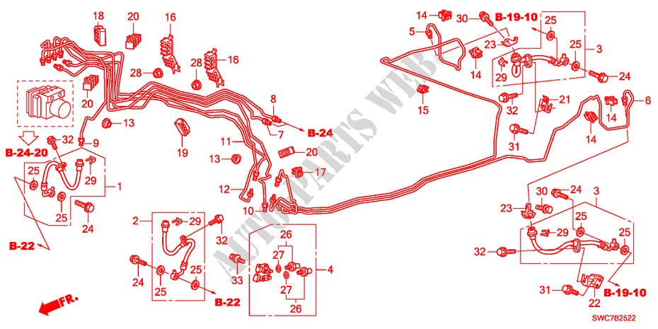 BRAKE LINES(2.0L)(LH)(2) for Honda CR-V EXECUTIVE 5 Doors 6 speed manual 2011