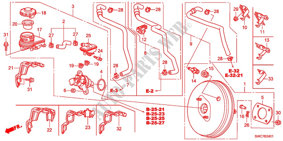BRAKE MASTER CYLINDER/MAS TER POWER(RH) for Honda CR-V DIESEL 2.2 EX 5 Doors 6 speed manual 2011