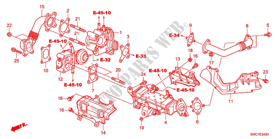 EGR VALVE(DIESEL) for Honda CR-V DIESEL 2.2 ELEGANCE 5 Doors 6 speed manual 2011