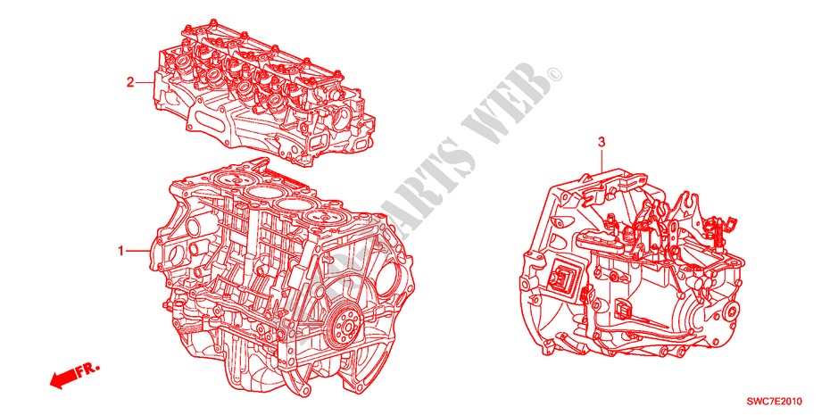 ENGINE ASSY./TRANSMISSION  ASSY.(2.0L) for Honda CR-V EXECUTIVE 5 Doors 6 speed manual 2011