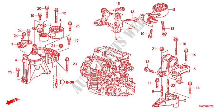 ENGINE MOUNTS(DIESEL)(MT) for Honda CR-V DIESEL 2.2 EX 5 Doors 6 speed manual 2011