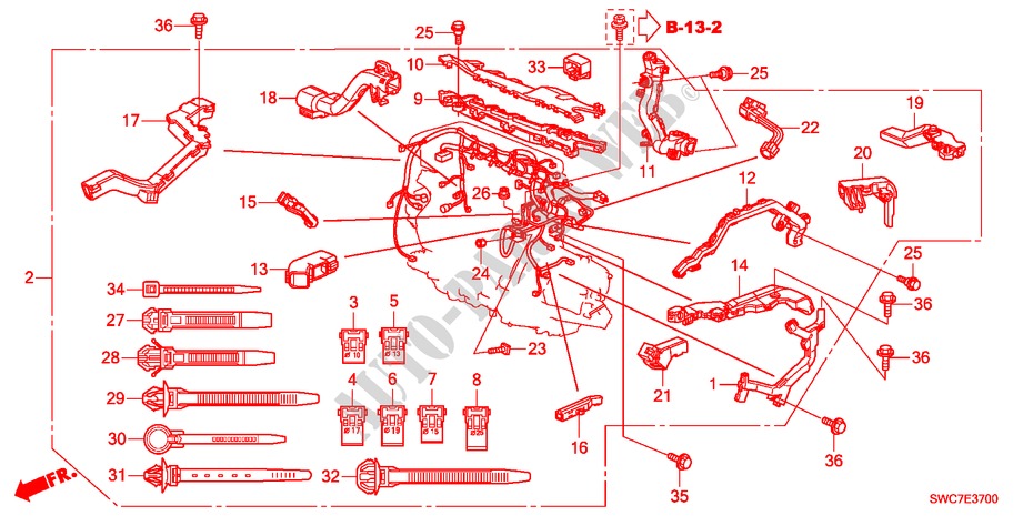ENGINE WIRE HARNESS(DIESE L) for Honda CR-V DIESEL 2.2 EX 5 Doors 6 speed manual 2011