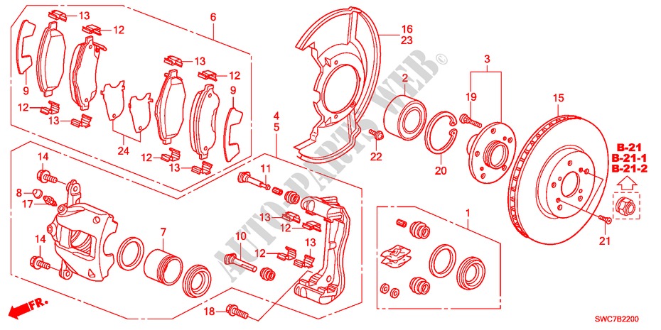 FRONT BRAKE(1) for Honda CR-V DIESEL 2.2 ELEGANCE 5 Doors 6 speed manual 2011