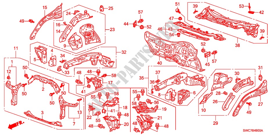 FRONT BULKHEAD/DASHBOARD for Honda CR-V COMFORT RUNOUT 5 Doors 6 speed manual 2011
