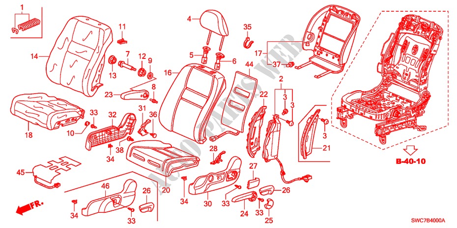 FRONT SEAT(L.) for Honda CR-V DIESEL 2.2 ELEGANCE 5 Doors 6 speed manual 2011