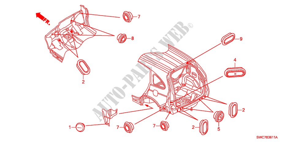 GROMMET(REAR) for Honda CR-V DIESEL 2.2 ELEGANCE 5 Doors 6 speed manual 2011