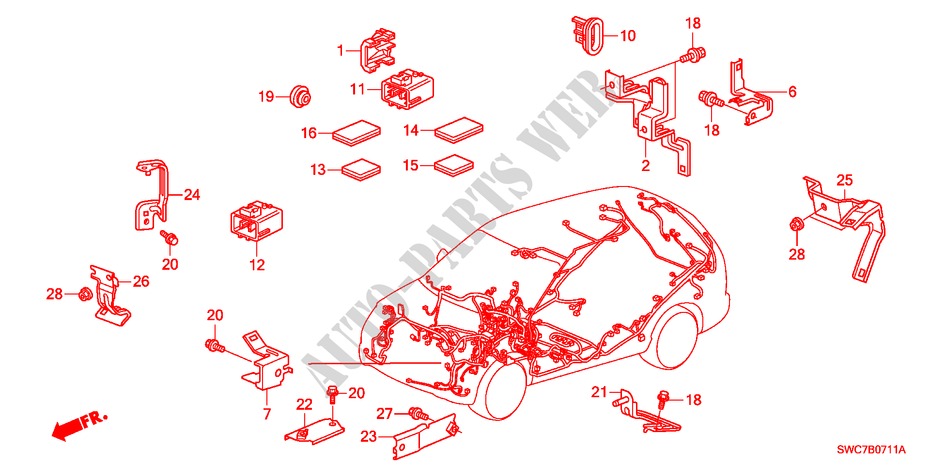 HARNESS BAND/BRACKET(LH)( 2) for Honda CR-V ELEGANCE 5 Doors 6 speed manual 2011