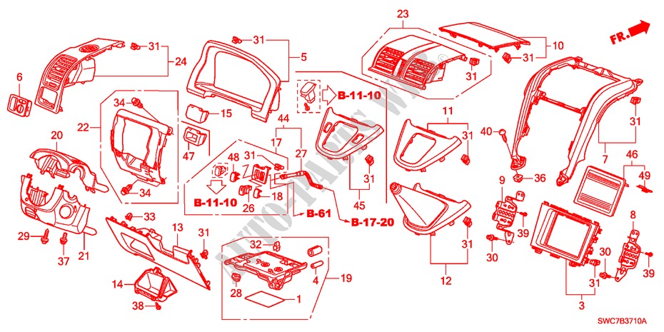 INSTRUMENT PANEL GARNISH( DRIVER SIDE)(LH) for Honda CR-V EXECUTIVE 5 Doors 6 speed manual 2011