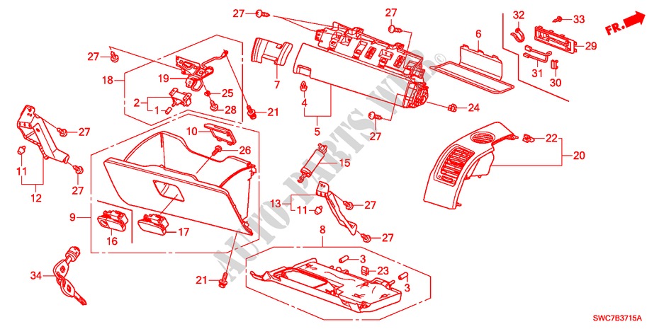 INSTRUMENT PANEL GARNISH( PASSENGER SIDE)(LH) for Honda CR-V EXECUTIVE 5 Doors 6 speed manual 2011