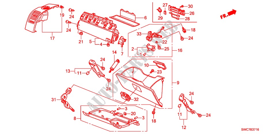 INSTRUMENT PANEL GARNISH( PASSENGER SIDE)(RH) for Honda CR-V DIESEL 2.2 EX 5 Doors 6 speed manual 2011
