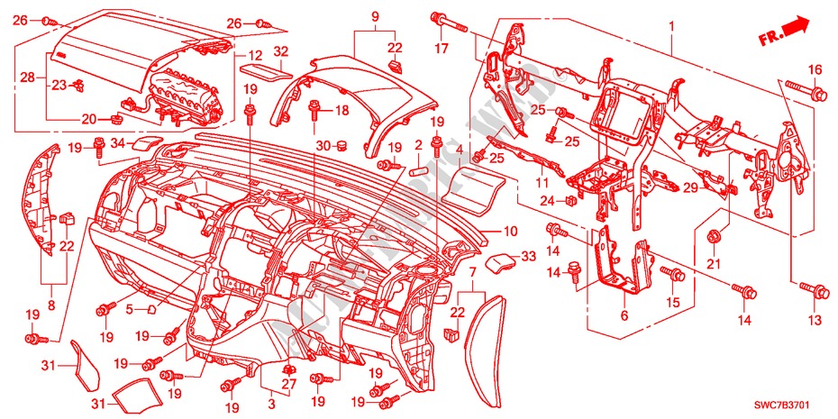 INSTRUMENT PANEL(RH) for Honda CR-V ES 5 Doors 5 speed automatic 2011