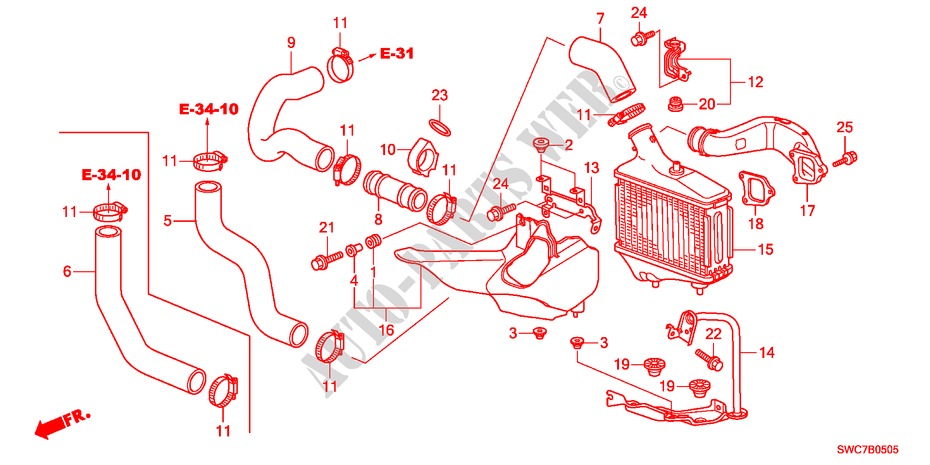 INTERCOOLER for Honda CR-V DIESEL 2.2 ELEGANCE 5 Doors 6 speed manual 2011