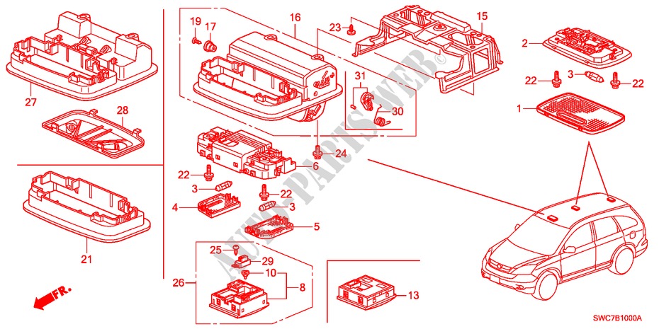 INTERIOR LIGHT for Honda CR-V EXECUTIVE 5 Doors 6 speed manual 2011