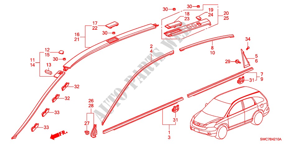 MOLDING for Honda CR-V DIESEL 2.2 ELEGANCE 5 Doors 6 speed manual 2011