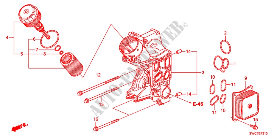 OIL FILTER CASE(DIESEL) for Honda CR-V DIESEL 2.2 EX 5 Doors 6 speed manual 2011