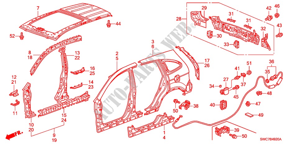OUTER PANELS/ROOF PANEL for Honda CR-V DIESEL 2.2 ELEGANCE 5 Doors 6 speed manual 2011