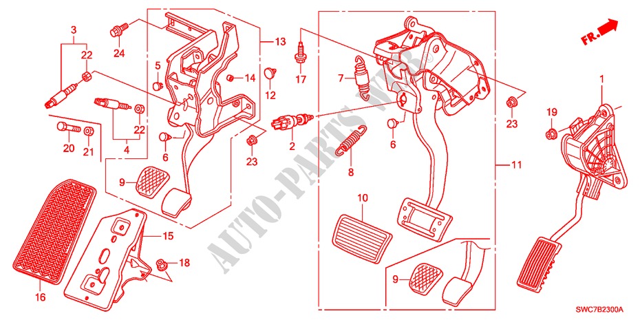 PEDAL(LH) for Honda CR-V EXECUTIVE 5 Doors 6 speed manual 2011