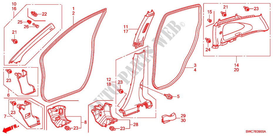 PILLAR GARNISH for Honda CR-V DIESEL 2.2 EX 5 Doors 6 speed manual 2011
