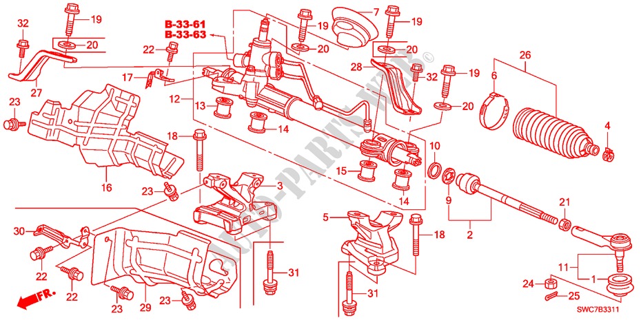 P.S. GEAR BOX(HPS)(RH) for Honda CR-V DIESEL 2.2 EX 5 Doors 6 speed manual 2011
