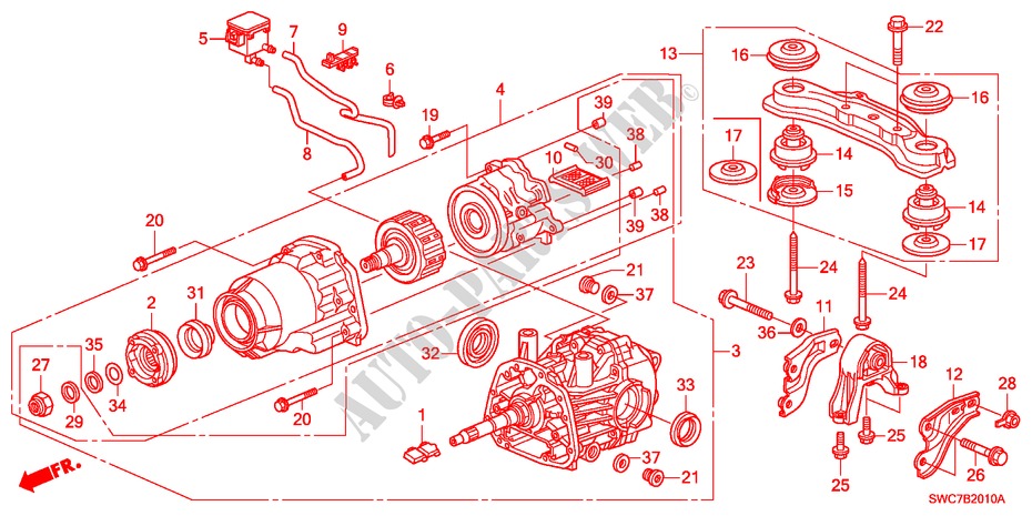 REAR DIFFERENTIAL/MOUNT for Honda CR-V S 5 Doors 6 speed manual 2011