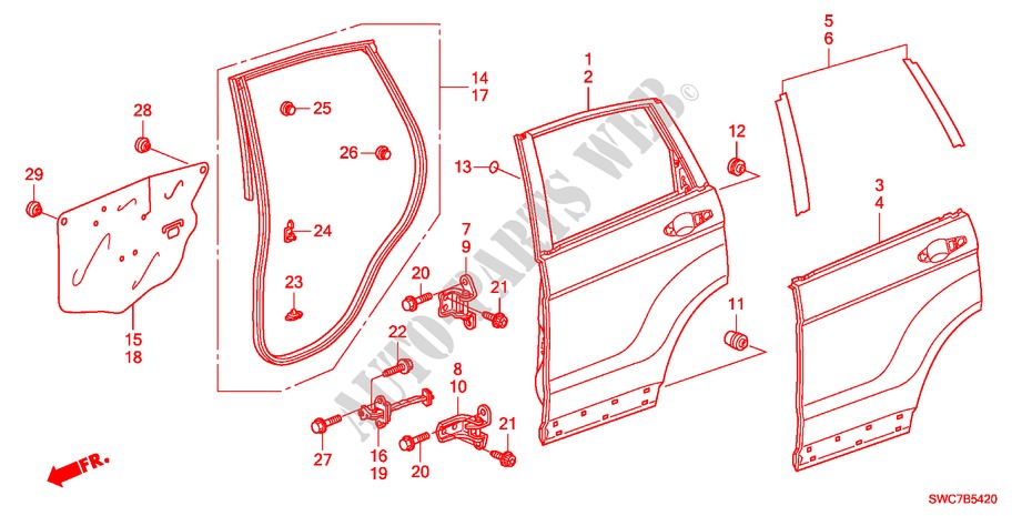 REAR DOOR PANELS for Honda CR-V DIESEL 2.2 ES 5 Doors 6 speed manual 2011