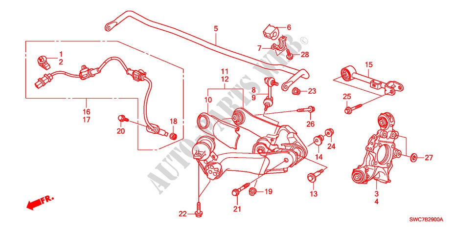 REAR LOWER ARM for Honda CR-V S 5 Doors 6 speed manual 2011