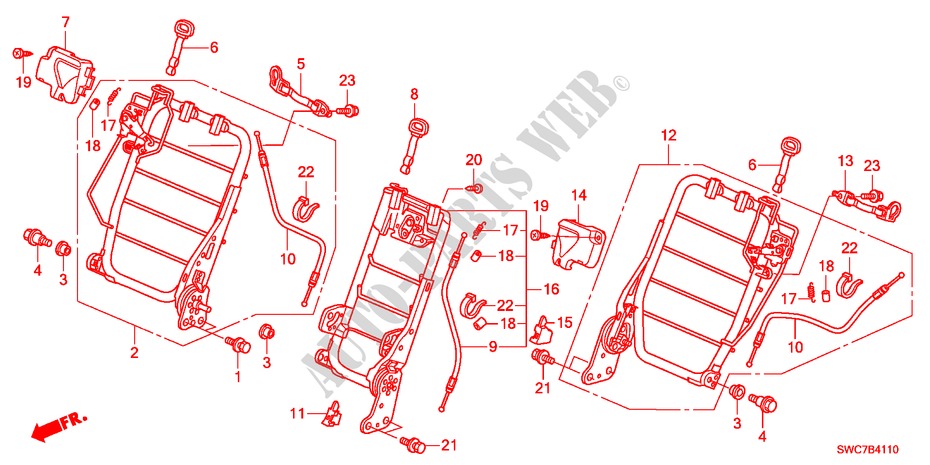 REAR SEAT COMPONENTS(1) for Honda CR-V S 5 Doors 6 speed manual 2011