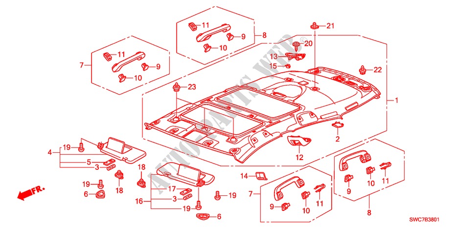 ROOF LINING(2) for Honda CR-V DIESEL 2.2 EX 5 Doors 6 speed manual 2011