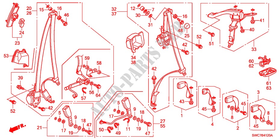 SEATBELTS for Honda CR-V EXECUTIVE 5 Doors 6 speed manual 2011