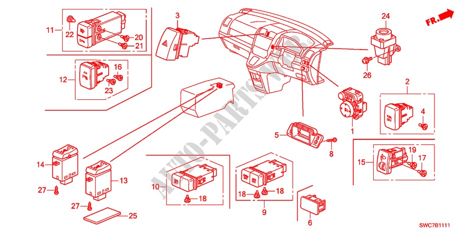 SWITCH(RH) for Honda CR-V DIESEL 2.2 EX 5 Doors 6 speed manual 2011