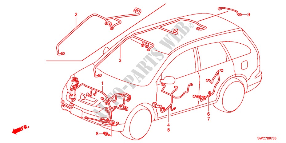 WIRE HARNESS(RH)(2) for Honda CR-V SE RUNOUT 5 Doors 6 speed manual 2011