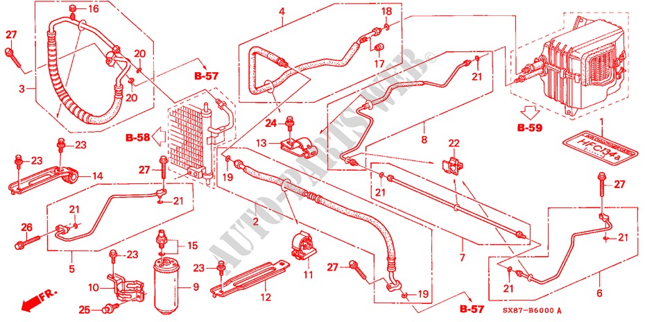 AIR CONDITIONER (HOSES/PIPES) for Honda CITY LI 4 Doors 5 speed manual 2001