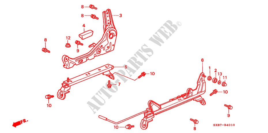 FRONT SEAT COMPONENTS (R.) for Honda CITY LI 4 Doors 4 speed automatic 2000
