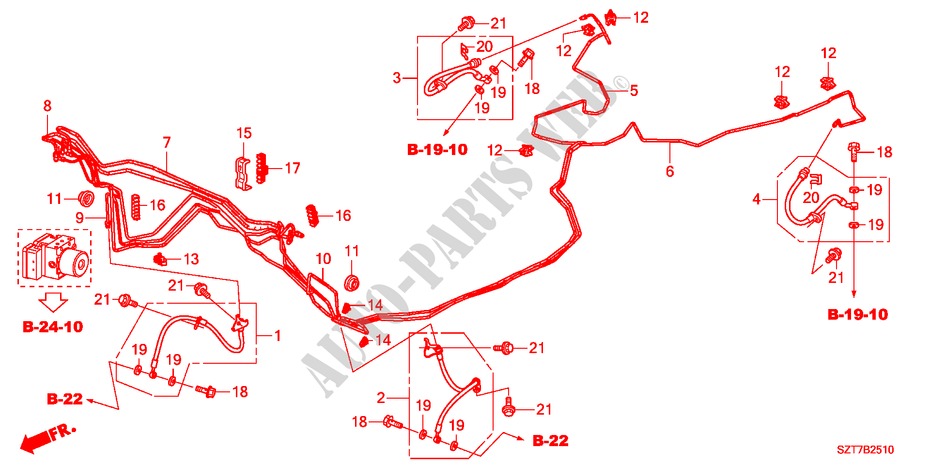 BRAKE LINES(VSA)(LH) for Honda CR-Z THIS IS 3 Doors 6 speed manual 2011
