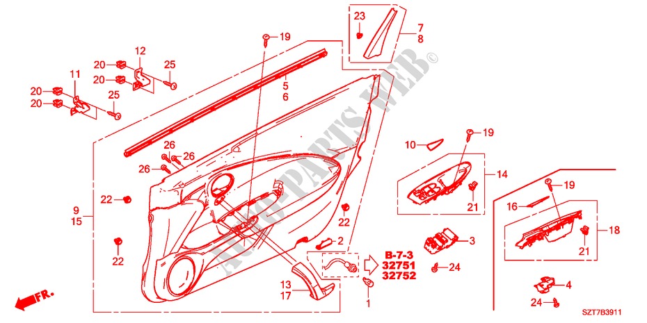 DOOR LINING(RH) for Honda CR-Z THIS IS 3 Doors 6 speed manual 2011