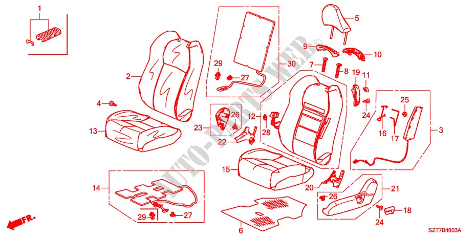 FRONT SEAT(L.)(RH) for Honda CR-Z BASE 3 Doors 6 speed manual 2011