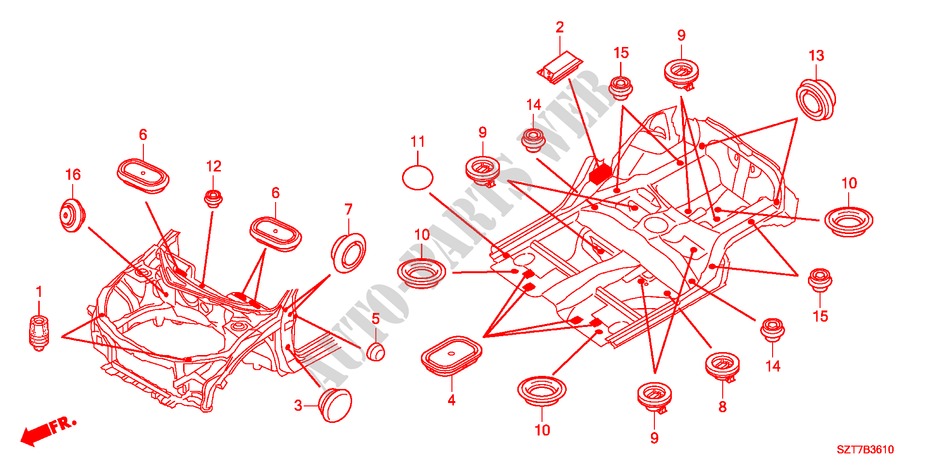 GROMMET(FRONT) for Honda CR-Z TOP 3 Doors 6 speed manual 2011