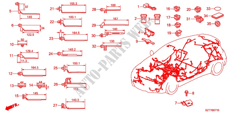 HARNESS BAND/BRACKET(LH) for Honda CR-Z TOP 3 Doors 6 speed manual 2011