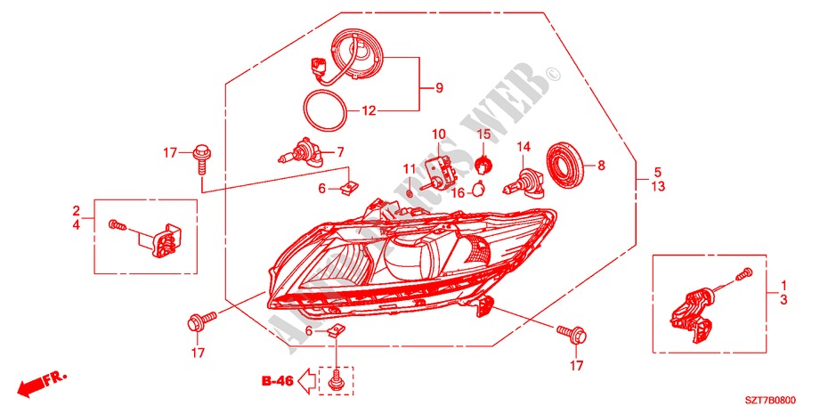 HEADLIGHT for Honda CR-Z THIS IS 3 Doors 6 speed manual 2011