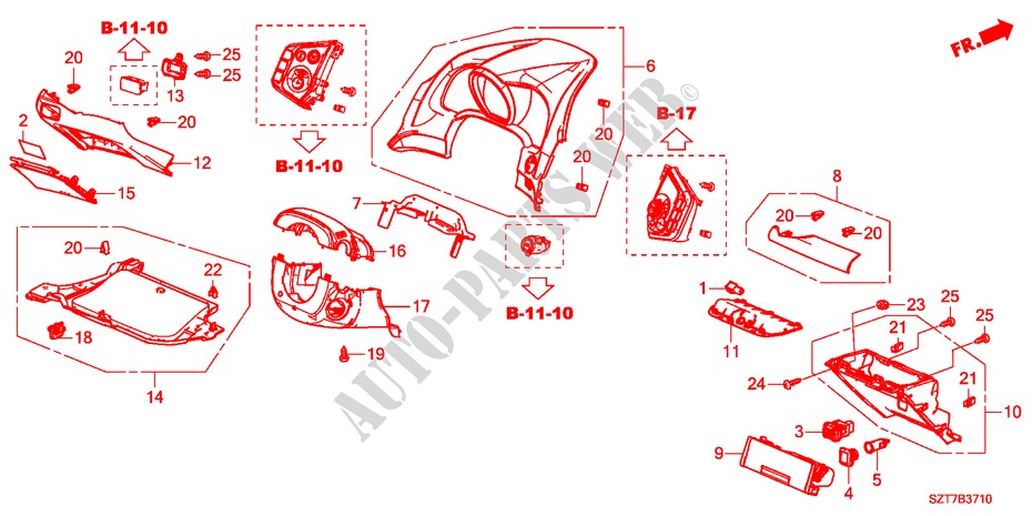 INSTRUMENT PANEL GARNISH( DRIVER SIDE)(LH) for Honda CR-Z TOP 3 Doors 6 speed manual 2011