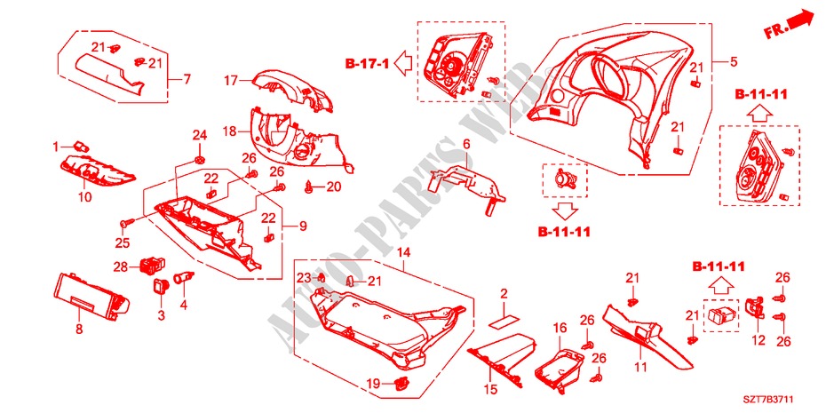 INSTRUMENT PANEL GARNISH( DRIVER SIDE)(RH) for Honda CR-Z TOP 3 Doors 6 speed manual 2011