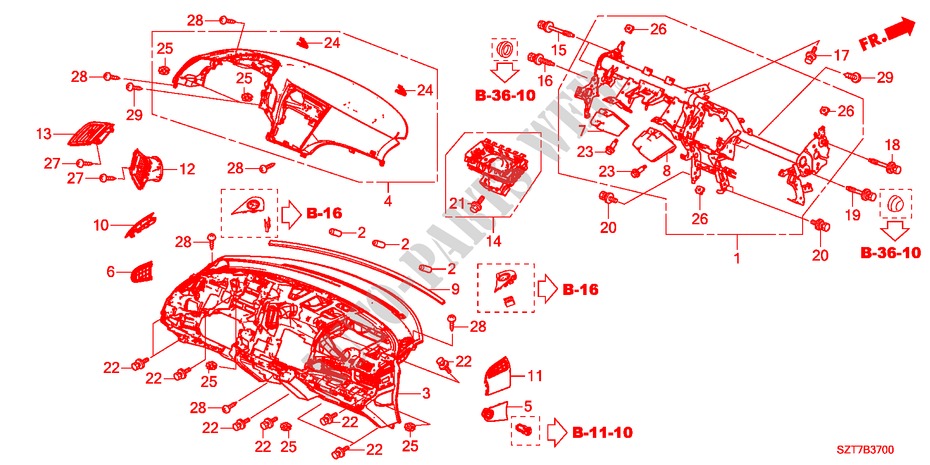 INSTRUMENT PANEL(LH) for Honda CR-Z TOP 3 Doors 6 speed manual 2011