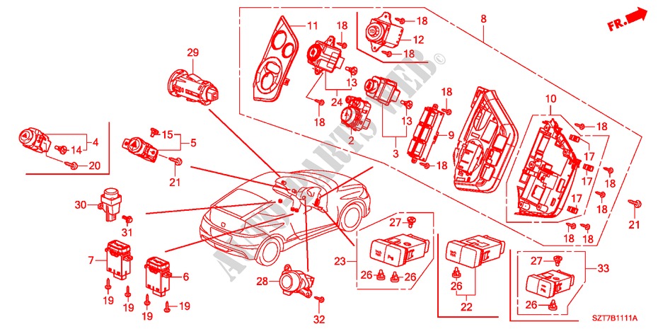 SWITCH(RH) for Honda CR-Z TOP 3 Doors 6 speed manual 2011