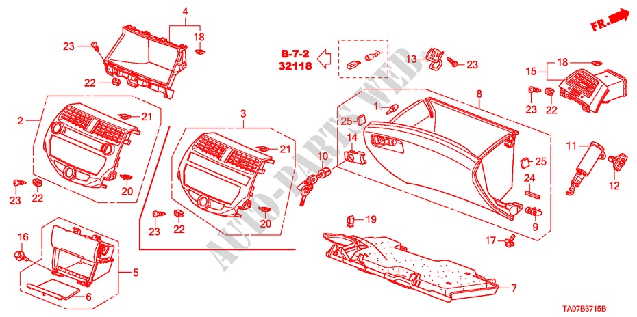 INSTRUMENT PANEL GARNISH( PASSENGER SIDE)(1) for Honda ACCORD 3.5 LX 4 Doors 5 speed automatic 2010