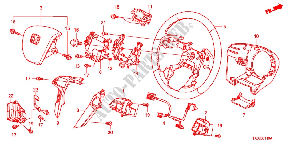 STEERING WHEEL(SRS) for Honda ACCORD 3.5 EX 4 Doors 5 speed automatic 2011