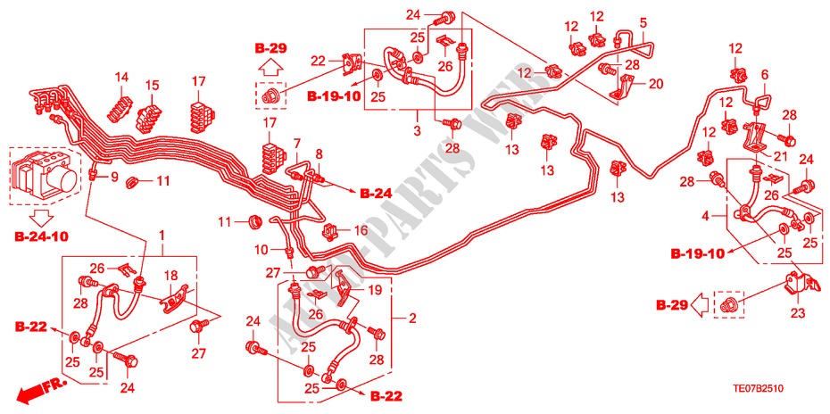 BRAKE LINES(VSA) for Honda ACCORD V6 EX 2 Doors 5 speed automatic 2011